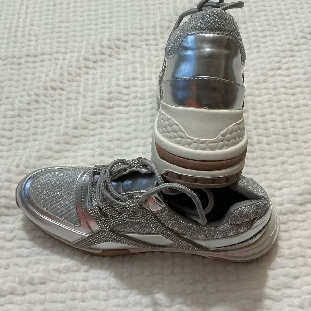 Steve Madden Metallic Silver Women's Sneakers - Picture 3 of 5